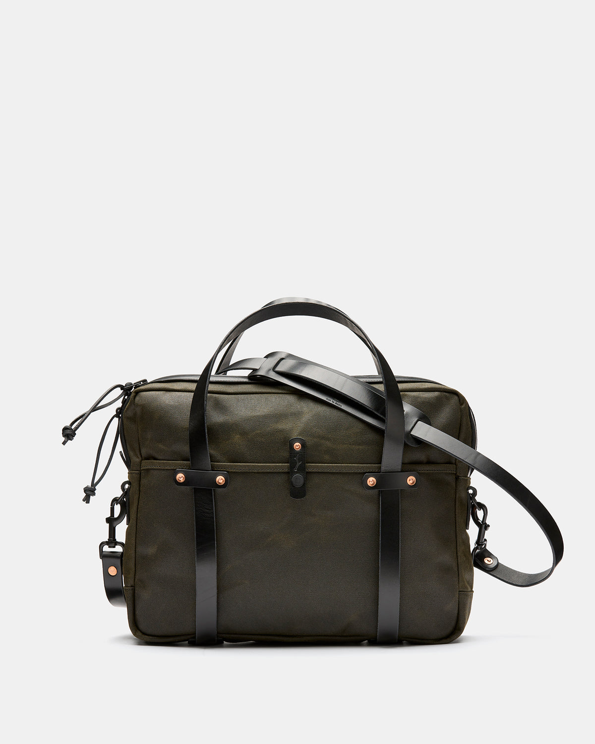 Alta briefcase in black waxed canvas with Tärnsjö leather details