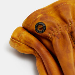 Full grain leather gloves with matte black brass eyelets