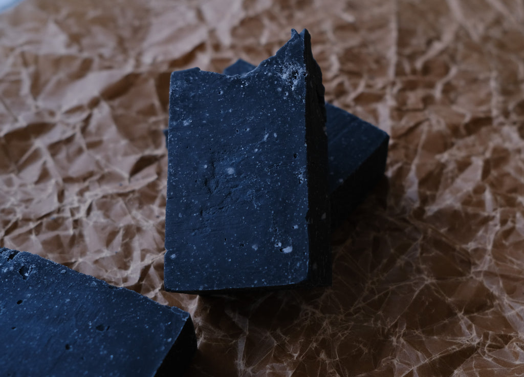 Handmade soap with activated charcoal and sea salt