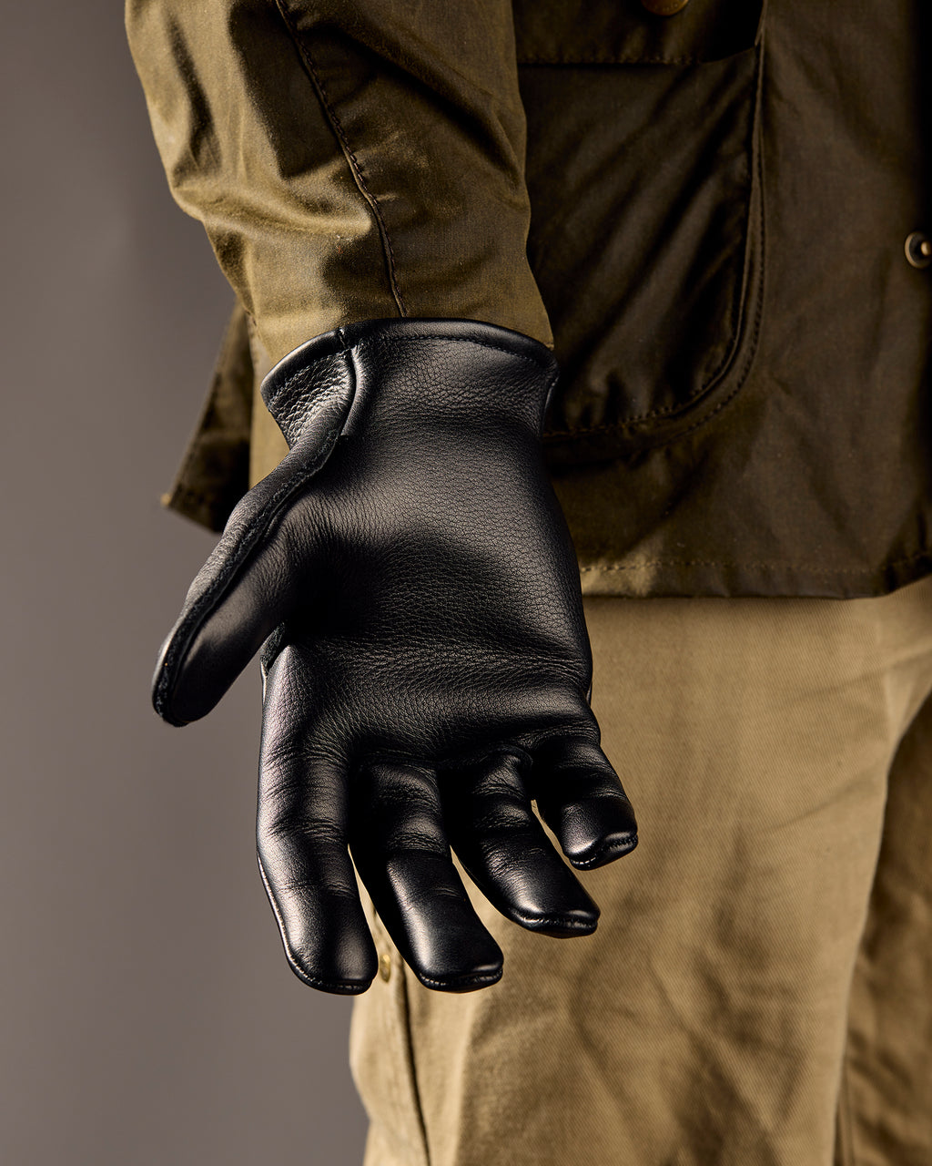 High-quality cowhide gloves for men, black leather