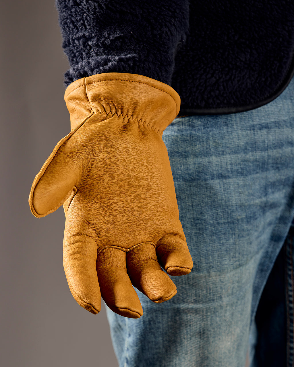 Cold weather gloves made from full grain goat hide