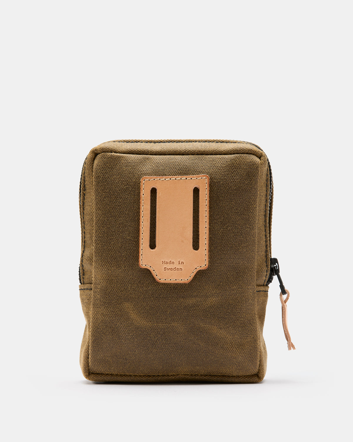 Nika belt bag made from 18 oz waxed cotton canvas backside