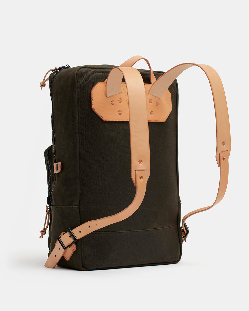 Nova Backpack Natural in waxed canvas with leather straps