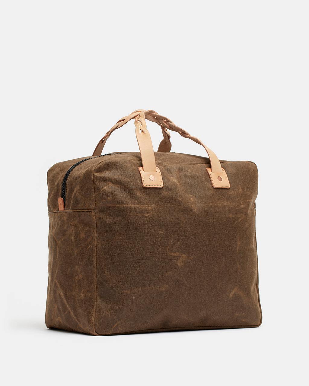 Heavy-duty waxed canvas bag with leather handles