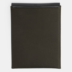 Black laptop case with leather lid and canvas material