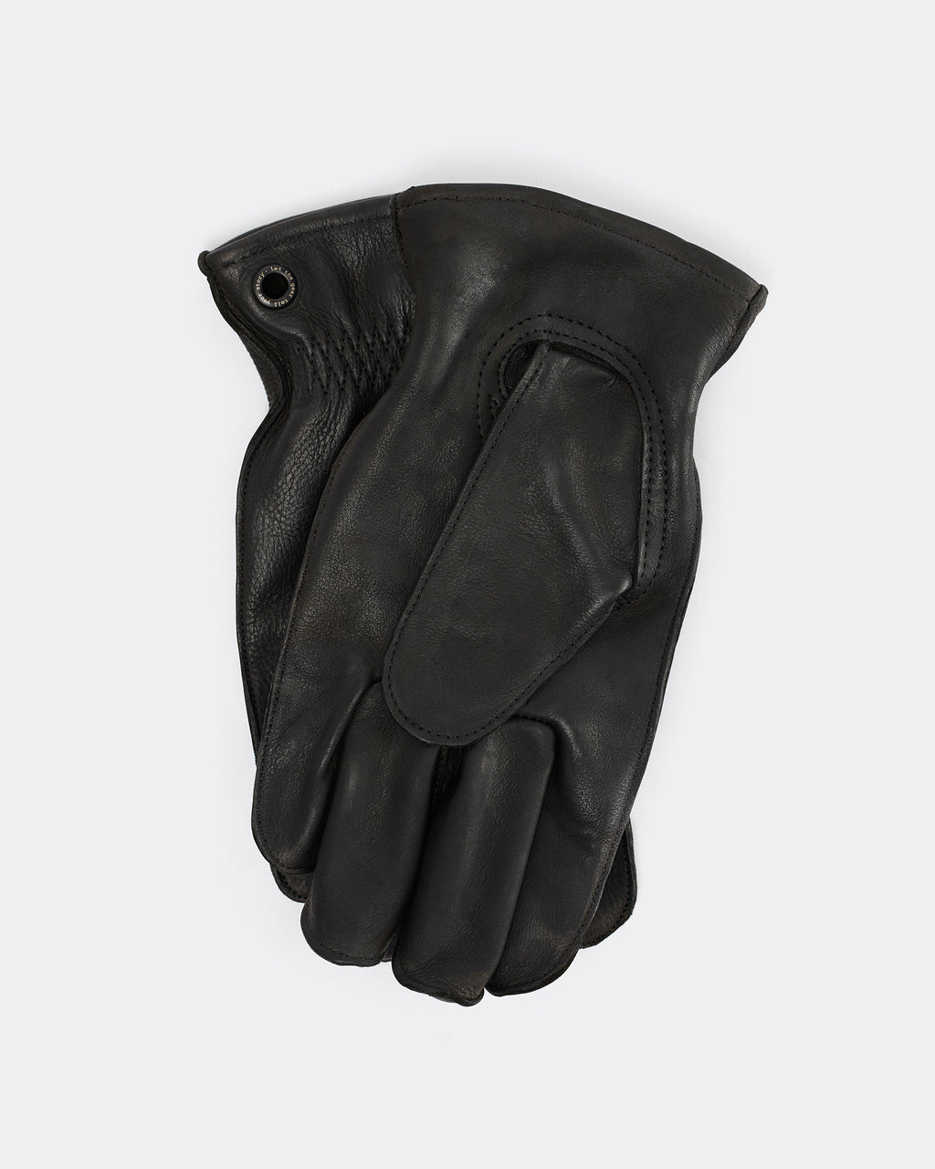 Black leather gloves with brass eyelets and paracord loop