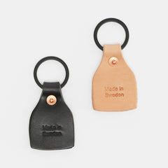 Luxury leather key fob with matte black split keyring