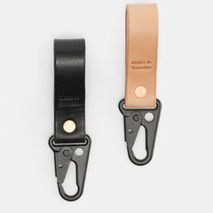 Leather keychain with HK hook and brass stud