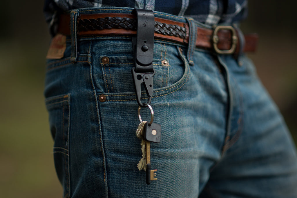 Handmade keychain with copper rivet and leather finish