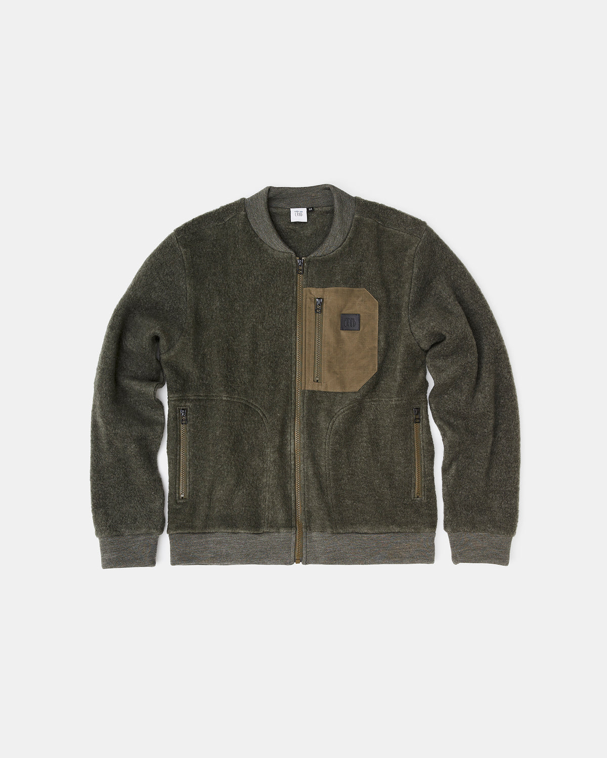 CRUD merino wool bomber jacket in moss green